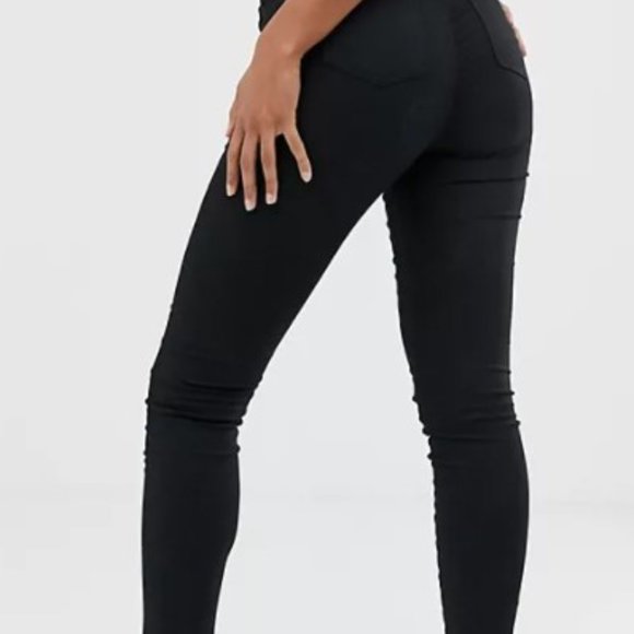 ASOS DESIGN ankle length stretch skinny pants in black - Picture 2 of 3